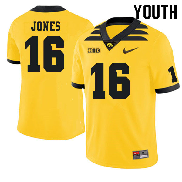 Youth #16 Charlie Jones Iowa Hawkeyes College Football Jerseys Sale-Gold - Click Image to Close